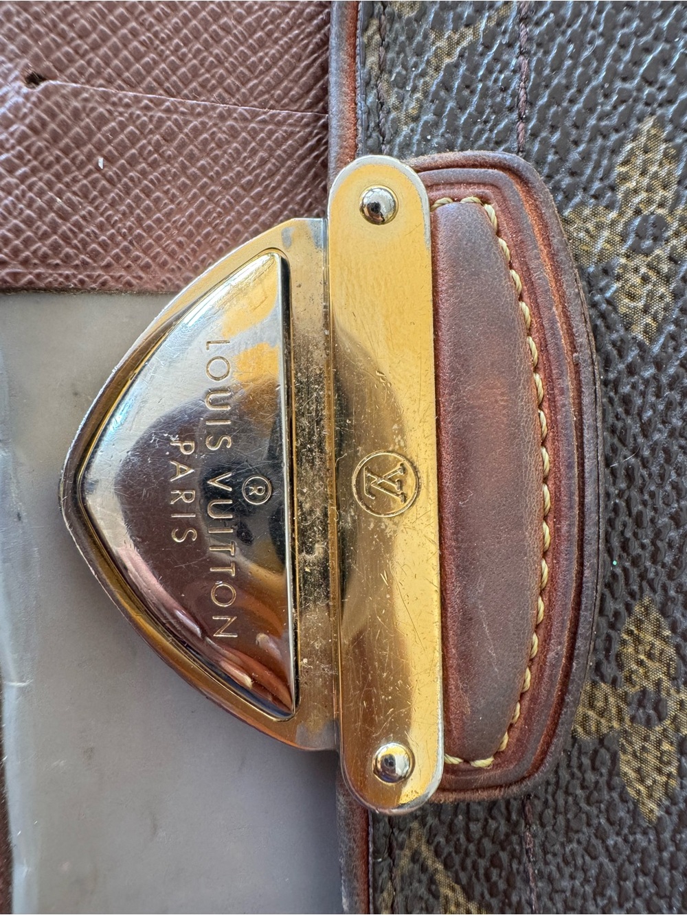 Louis Vuitton Brown Monogram Clasp Wallet with Gold Hardware - Picture 3 of 15